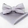 Набор мужской: галстук-бабочка + платок, серый - Набор мужской: галстук-бабочка + платок, серый