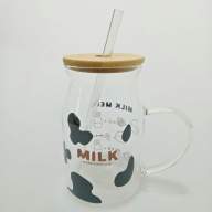 Стеклянная кружка с крышкой и трубочкой &quot;Milk&quot;, 500 мл - Стеклянная кружка с крышкой и трубочкой "Milk", 500 мл