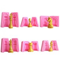 Силиконовые формы, молды для изготовления больших шахматных фигур, 6 форм, розовые