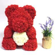 Мишка из искусственных роз, 40 см, красный - Мишка из искусственных роз, 40 см, красный